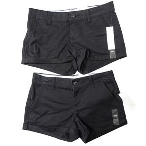 SO Sun Soft Chino Shortie Shorts Juniors Size 1 Low Rise Stretch Black Lot of 2